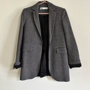 ZARA oversized plaid Blazer, size XS, elbow patches